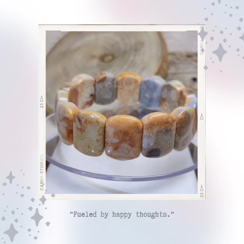 星球脉动 * 稀有 蓝彩 大花 天然 珊瑚玉 手排 手环 - 手链/手环 - 玉石 多色