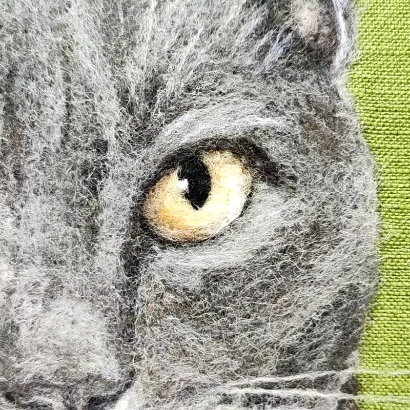 逼真的针毡猫定制，圣诞礼品包装，定制礼物 - 订制画像 - 羊毛 黄色