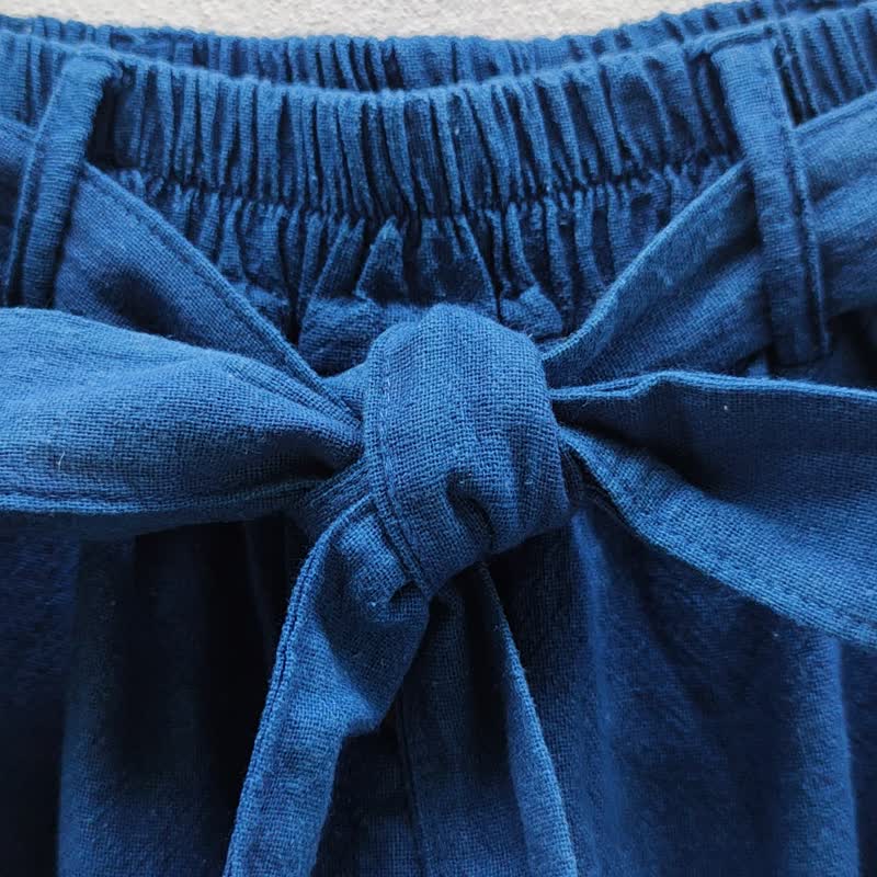 Three Tone Tie Dyed Skirt - 裙子 - 棉．麻 蓝色
