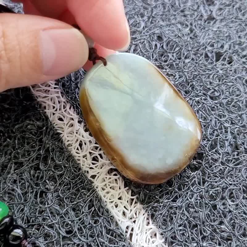 亲翠 天然翡翠 冰睛水路意境缅色线油黄皮冰红原石美调整式绳链 - 项链 - 玉石 多色