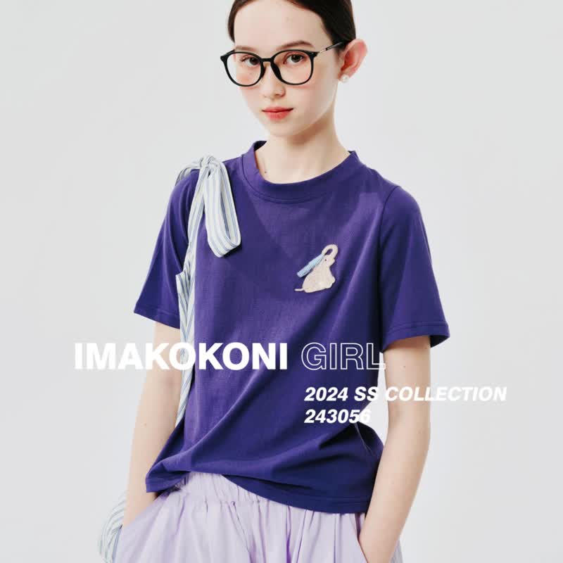 喷水大象紫蓝色上衣 / T恤 T-shirt - 女装 T 恤 - 棉 紫色