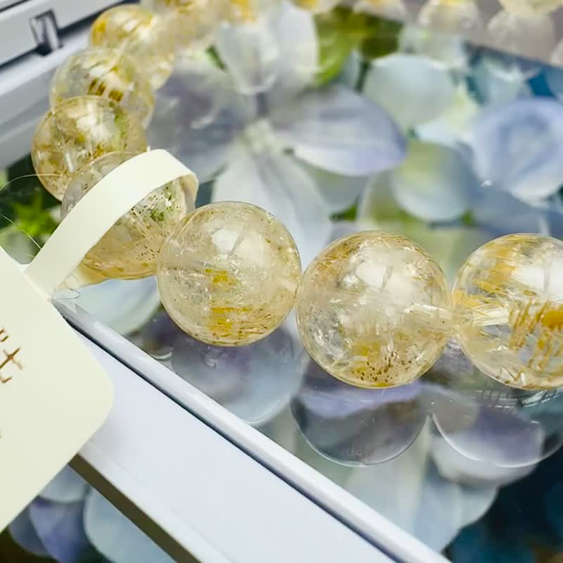 小精品黄金超七水晶 10mm27.82g 钱钱金子色主招财正财招贵人缘 - 手链/手环 - 水晶 黄色
