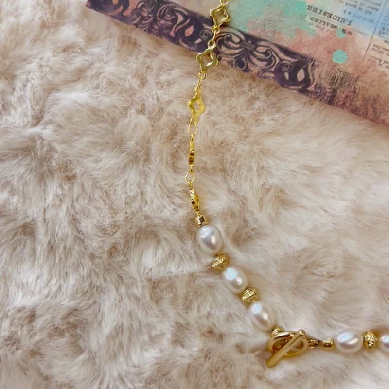 OT扣天然珍珠项链x轻珠宝x高品珍珠 - 项链 - 铜/黄铜 白色