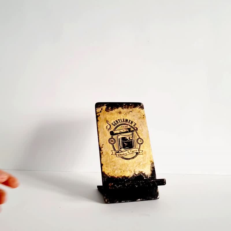 Craft 办公桌手机支架 男士手机支架 黑色和金色手机支架 - 收纳用品 - 木头 金色