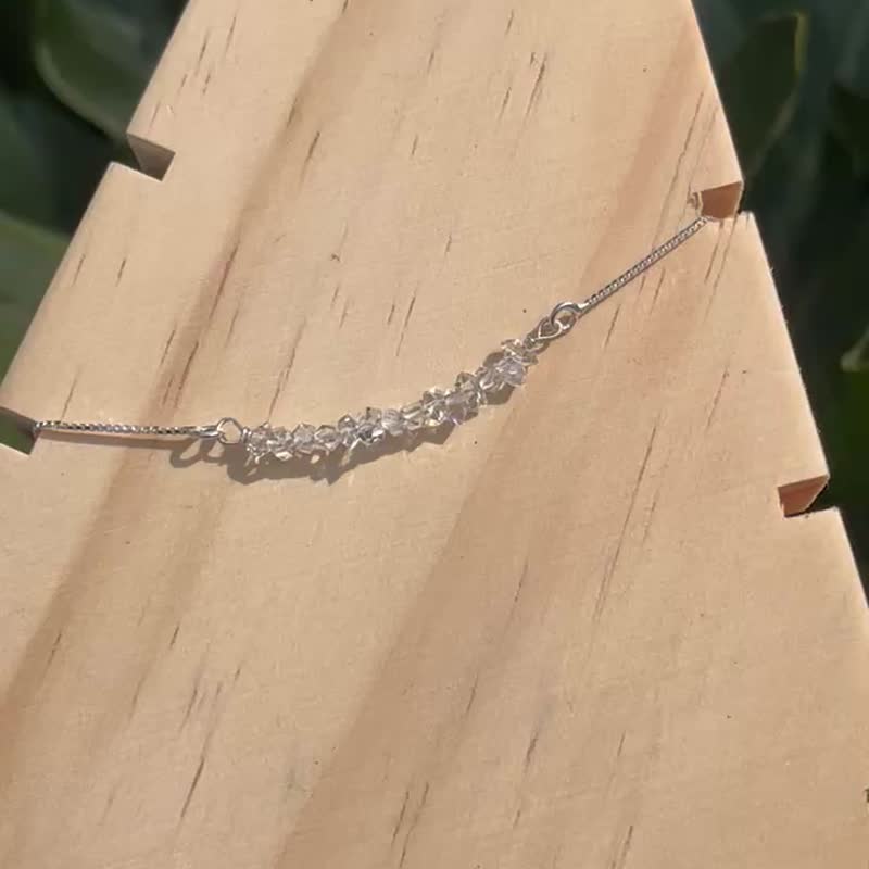 赫基蒙闪灵钻 纯银手链 S925 可调式 天然水晶手链 - 手链/手环 - 纯银 