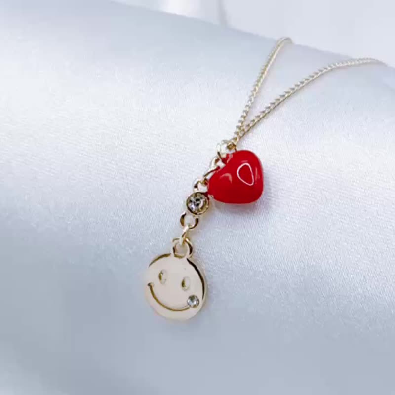 Venus维纳斯女神~微笑系列smile笑脸爱心项链~天天都有好心情 - 项链 - 珐琅 金色