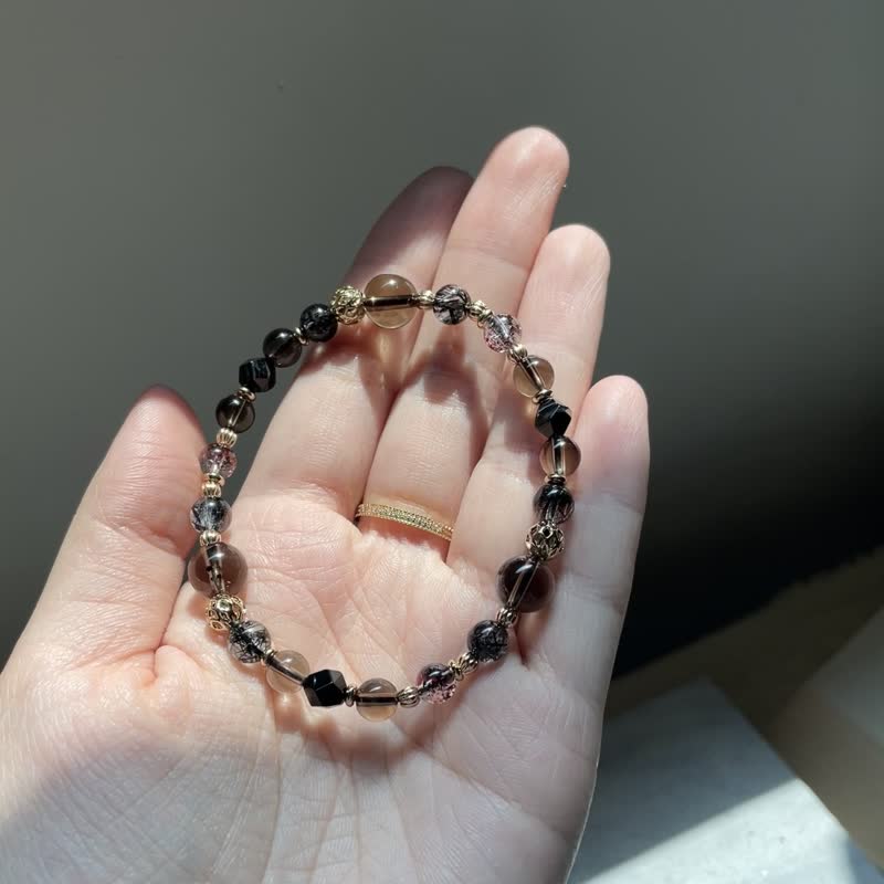 最后一条 ∣ 超七毒液金草莓 黑发晶 功效全面贵人运幸运 - 手链/手环 - 半宝石 黑色