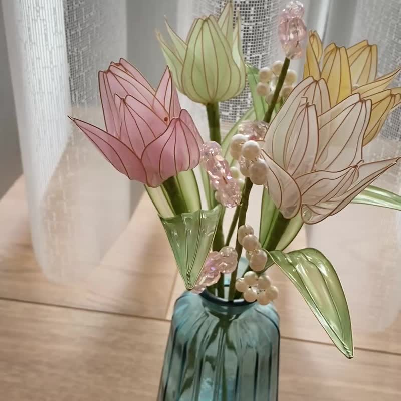 Jocelyn 水晶花花束一朵 - 郁金香/造花液/树脂花/滴胶/礼物/永生花 - 植栽 - 树脂 