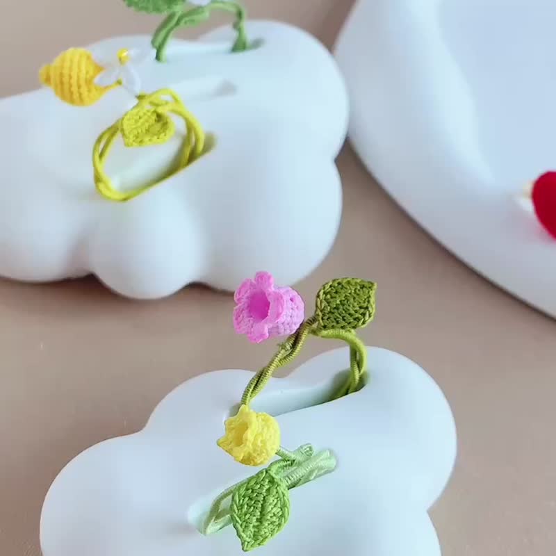 微鈎立体心形花朵水果戒指 - 戒指 - 棉 多色