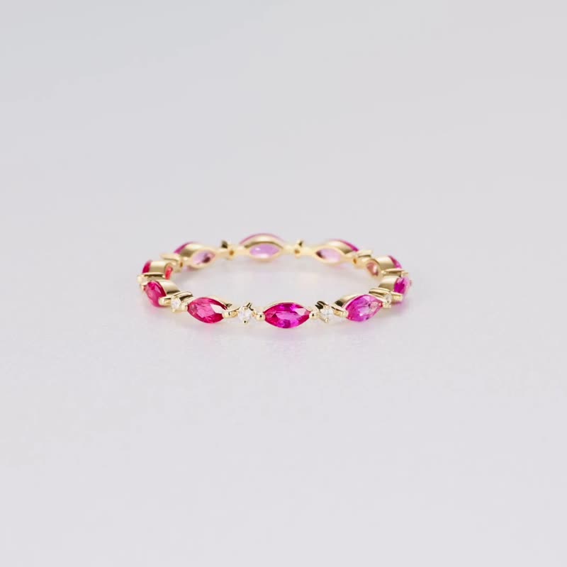 绯羽流转马眼红宝石钻石永恒戒红宝石戒指刚玉戒指排戒尾戒 - 戒指 - 宝石 红色
