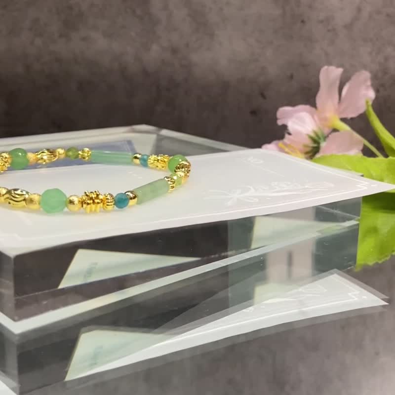 早春 | 蓝磷灰 橄榄石 东陵玉 | 生命之春 | 女士水晶手链 - 手链/手环 - 水晶 绿色