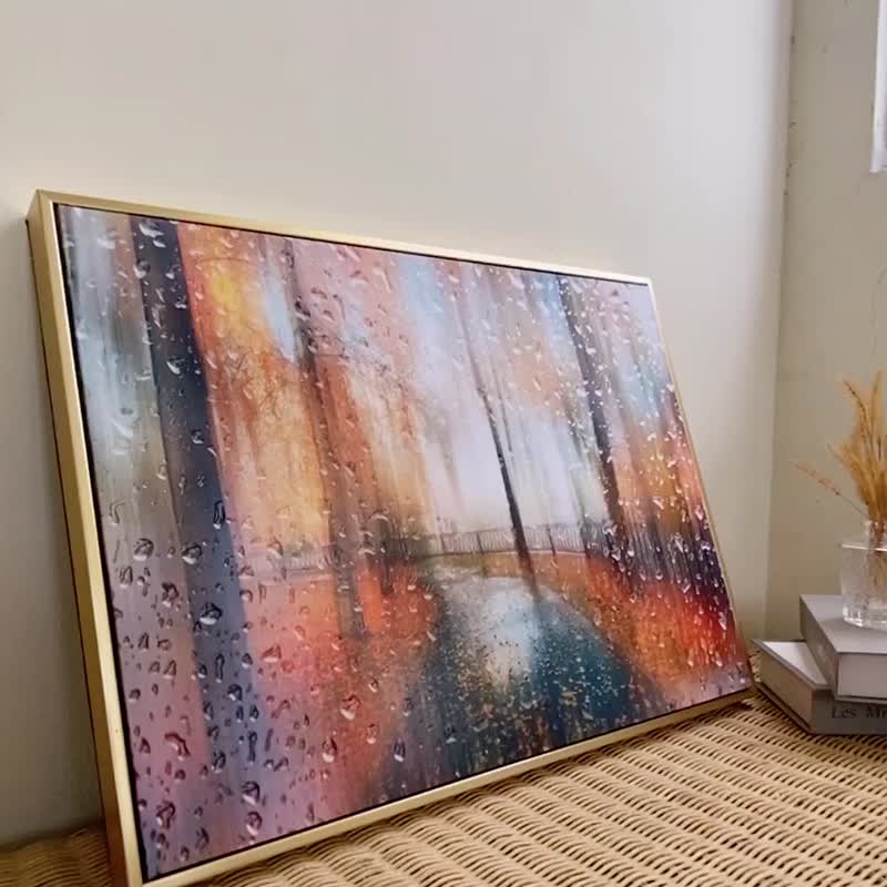 秋天第一场雨 - 秋雨朦胧森林挂画/森林系卧室挂画/金黄银杏叶 - 海报/装饰画/版画 - 棉 多色