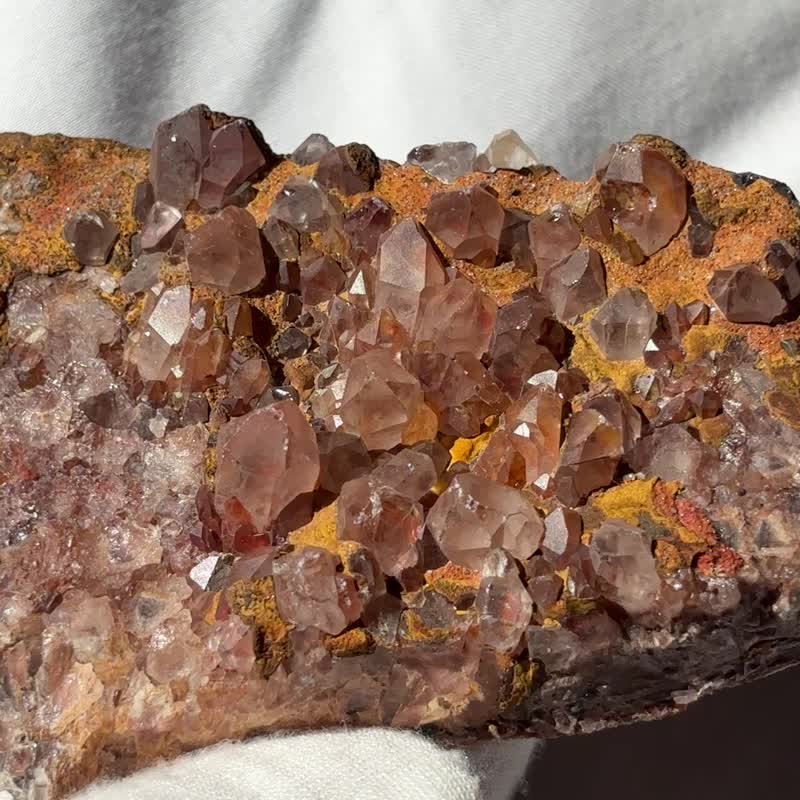 红水晶 红胶花 红晶簇 水晶簇 水晶花 水晶原矿 摆设 原石 - 摆饰 - 水晶 红色