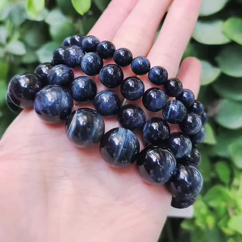 稀有 顶级 蓝虎眼 闪电 鹰眼 手链 手珠 4 尺寸 单品 礼物 - 手链/手环 - 宝石 蓝色