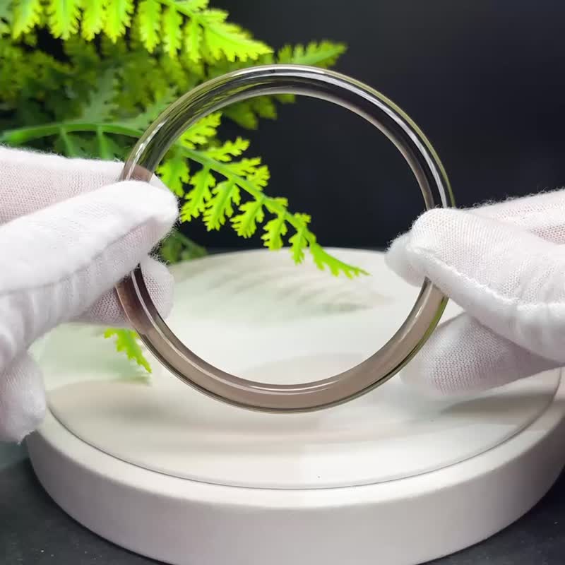 高品质 玻璃体茶晶手镯 63MM 冰透仙女条烟晶手环 稳定平衡活力 - 手链/手环 - 水晶 