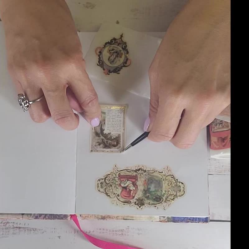 Jane Austen romantic vintage EXTRA WIDE washi tape - 纸胶带 - 纸 粉红色