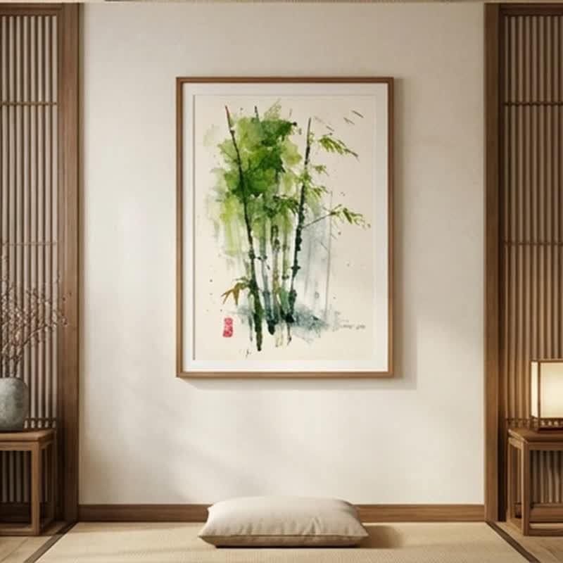 墨染清翠 艺术微喷 新中式水墨竹影 禅意知性空间装饰挂画 - 海报/装饰画/版画 - 棉 