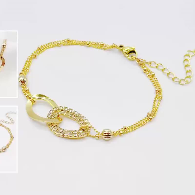 Venus维纳斯女神~微笑系列无限晶钻造型手链~定制  生日 - 手链/手环 - 半宝石 金色