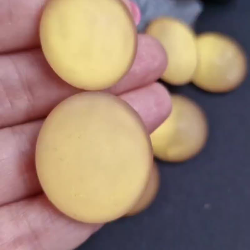 2 件玻璃手工 Lunasoft 凸圆面 Lucite 缎面凸圆面金色太阳 - 零件/散装材料/工具 - 玻璃 金色