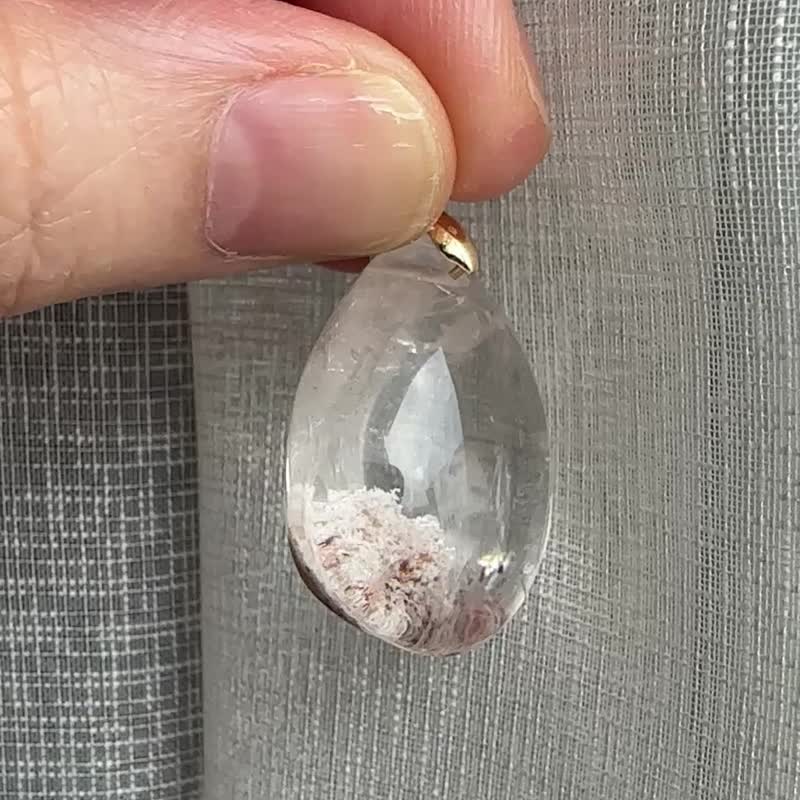 #614 一图一物│白幽灵红幽灵共生水晶吊坠连 14K 包金项链 - 项链 - 水晶 白色