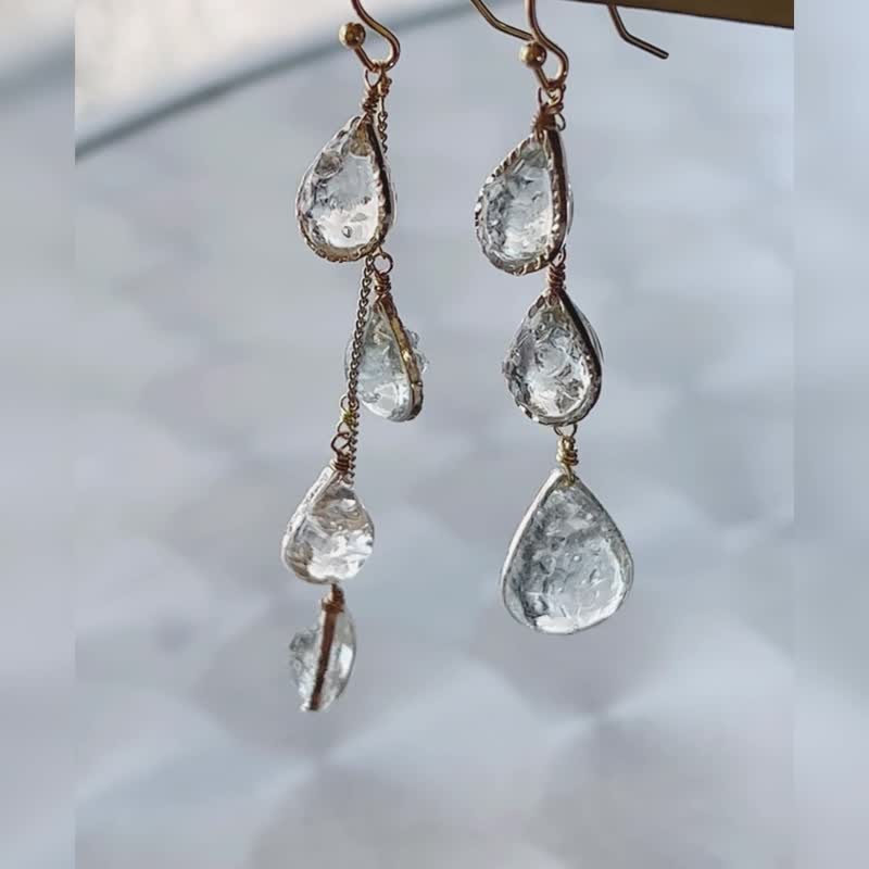水晶泪滴耳针不锈钢316_0028 - 耳环/耳夹 - 半宝石 白色
