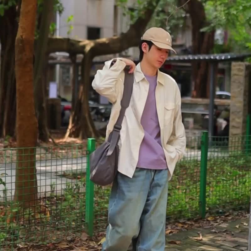 sobag大容量慵懒日系简约单肩斜挎尼龙布包男防泼水通勤纯色布包 - 侧背包/斜挎包 - 尼龙 灰色