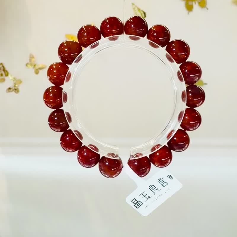 小精品火焰南红11-11.5mm35.54g护身保平安避邪气血循环提升睡眠 - 手链/手环 - 水晶 红色