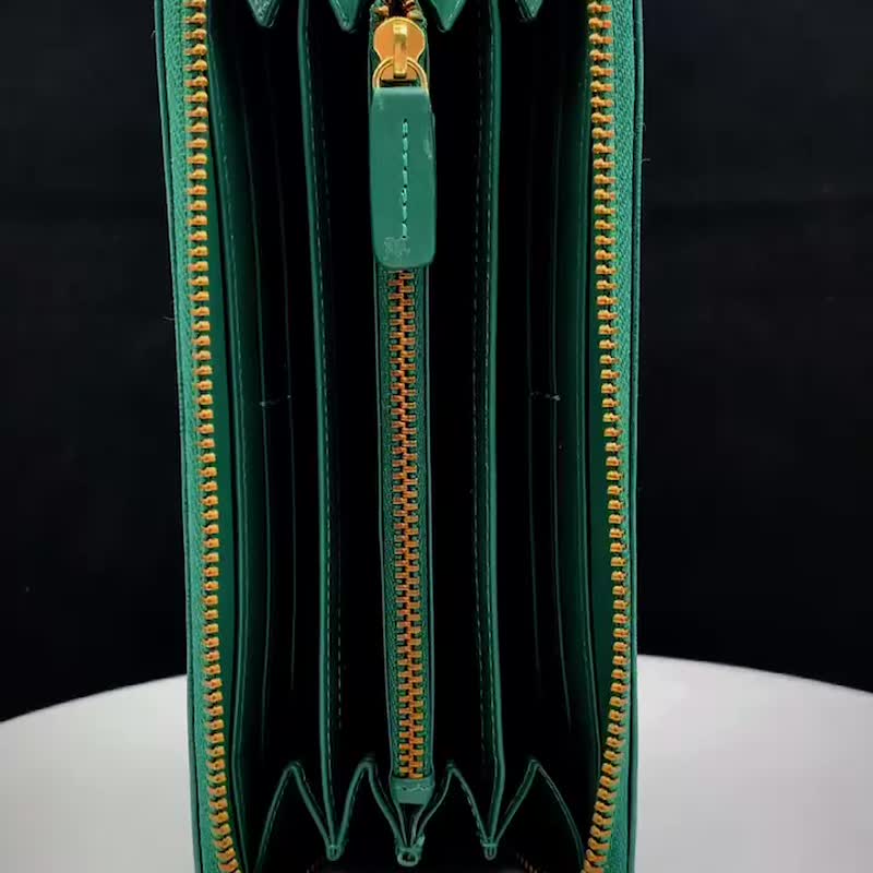 CROSS 限量 1 折 顶级小牛皮十字纹拉链长夹 墨绿色 全新专柜展示品 - 皮夹/钱包 - 真皮 绿色