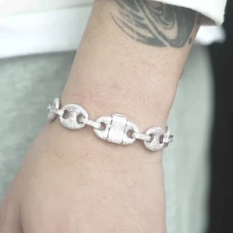 Wbj 14mm猪鼻链guccilink 纯银 手环 - 手链/手环 - 宝石 银色