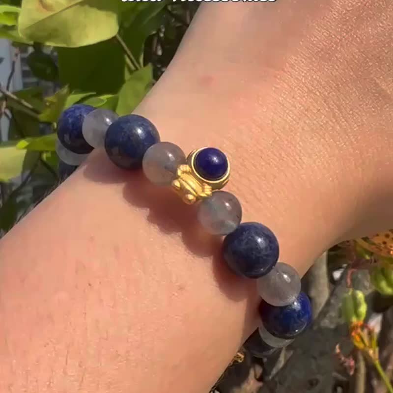 青金石灰月光设计款手链 - 手链/手环 - 水晶 蓝色