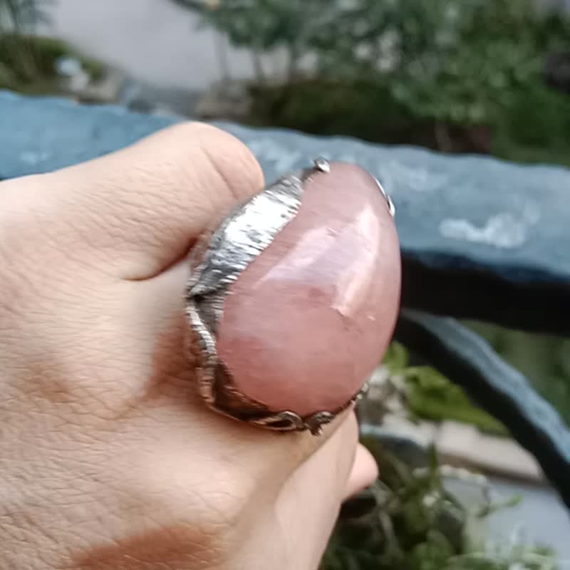 摩根石手工银戒纯银戒指 ~**甜谧**~Morganite Silver Ring - 戒指 - 纯银 