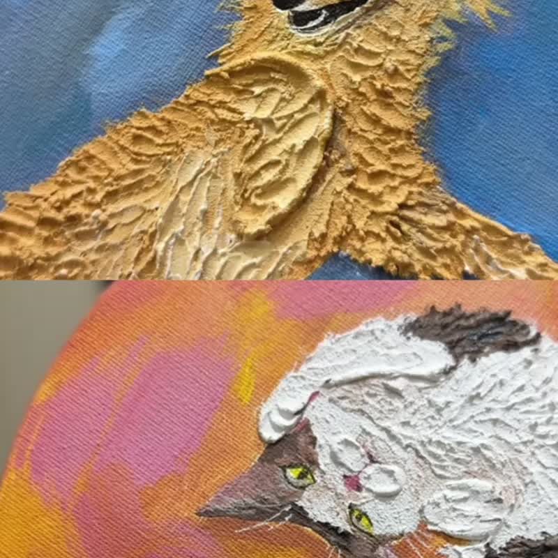 歪七扭八 / 毛孩肌理画 / 石英砂宠物画 - 插画/绘画/写字 - 压克力 