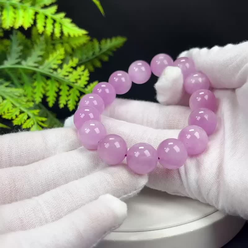 高品质紫锂辉手串14mm冰润颗颗猫眼薰衣草水晶手錬女优雅贵气疗愈 - 手链/手环 - 水晶 紫色