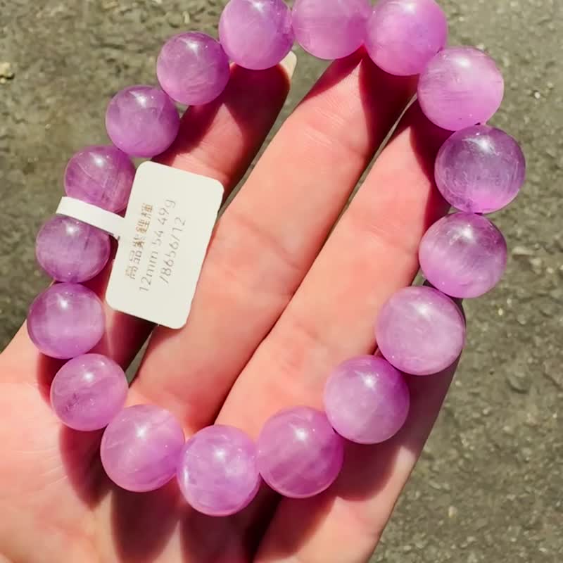 自用精品强光猫眼仙女浓色紫锂辉12mm54.49g水晶改善睡眠缓解压力 - 手链/手环 - 水晶 紫色