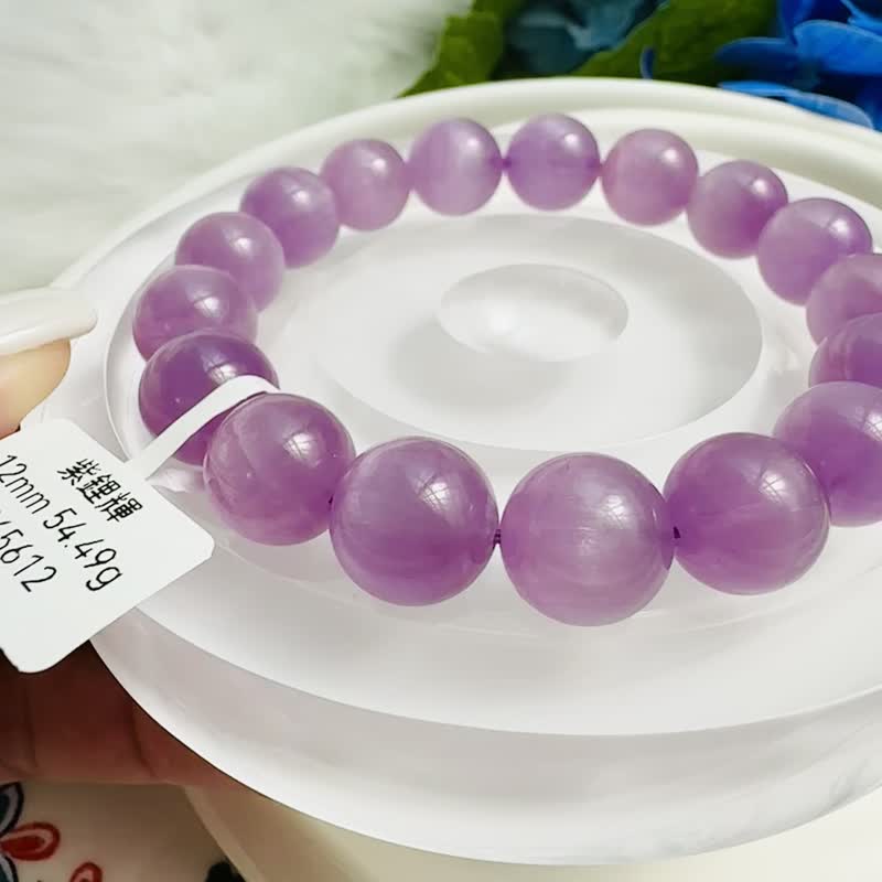 自用精品强光猫眼仙女浓色紫锂辉12mm54.49g水晶改善睡眠缓解压力 - 手链/手环 - 水晶 紫色