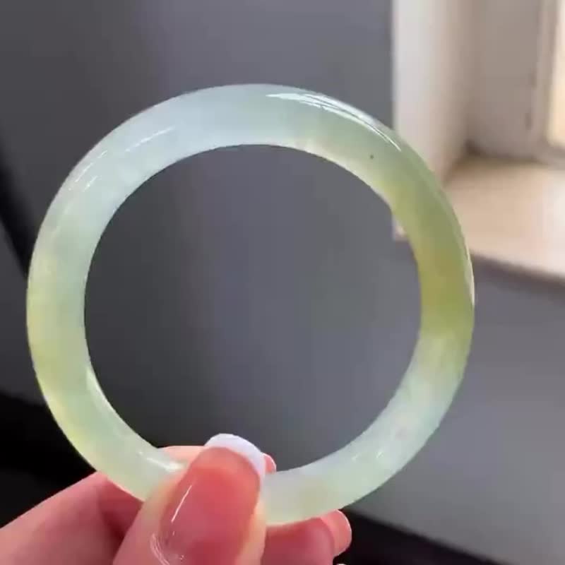 冰种翡翠天然翡翠玉镯A玉手镯 玉鈪 • 冰种蜜糖黄翡翠贵妃镯 - 手链/手环 - 玉石 黄色