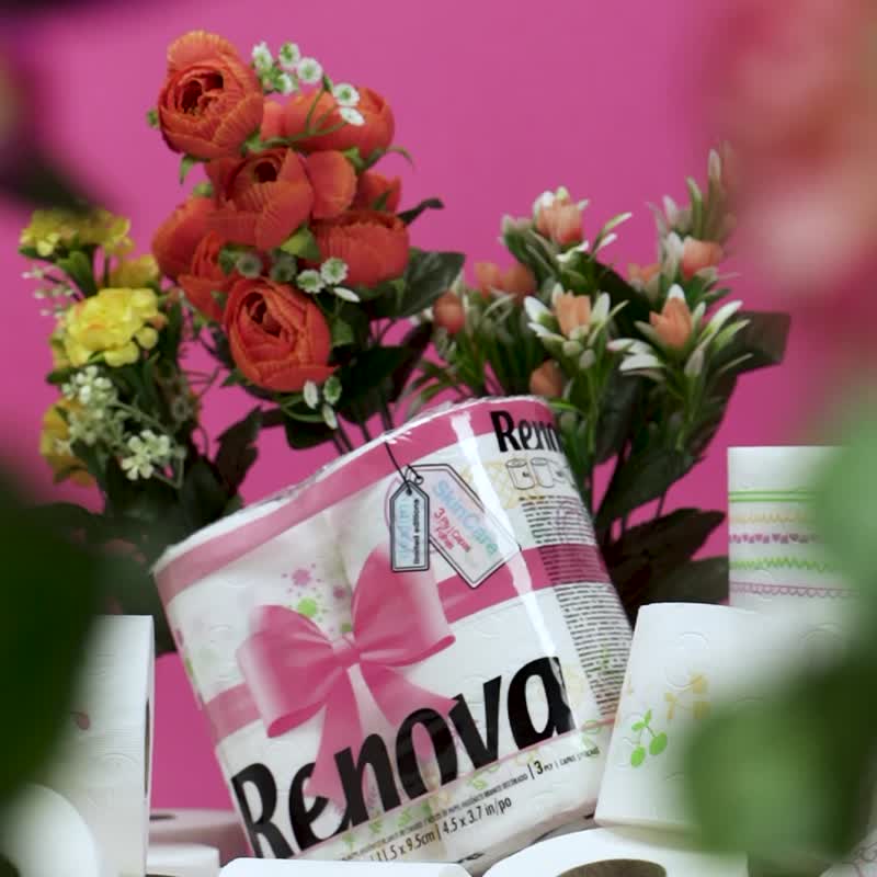 Renova春季限定印花卷筒纸巾家居装饰仪式感南欧风情可爱印花 - 蜡烛/烛台 - 纸 白色