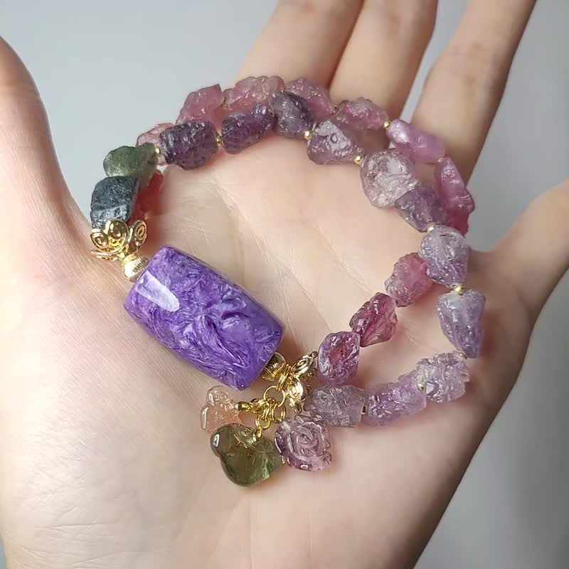 顶级紫龙晶 尖晶石 矿 碧玺 如意 玫瑰 富贵 彩虹 手链 单品 礼物 - 手链/手环 - 宝石 多色