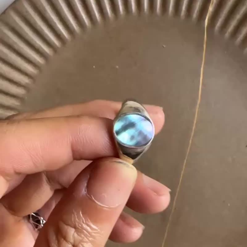 贝壳 轻珠宝 戒指 #5 - 戒指 - 银 白色