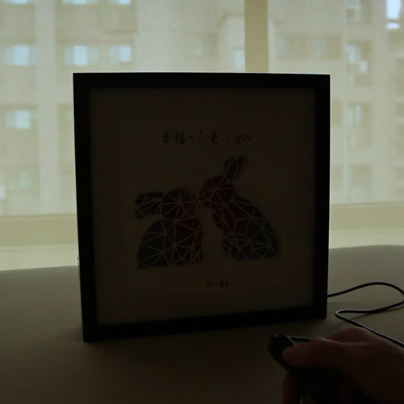 【爱 Two 兔】立体纸雕气氛灯 / 双兔相依 × 专属祝福 ( 粉蓝 ) - 灯具/灯饰 - 纸 多色