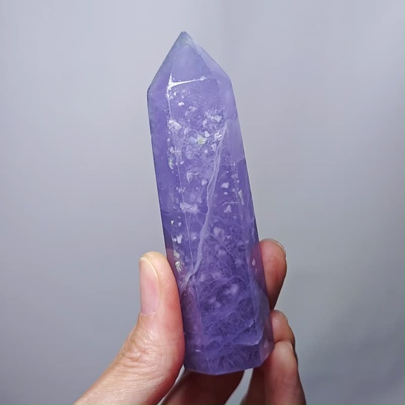 稀有雪花萤石 收藏级 智慧 事业 招财 晶柱 单品 礼物 收藏 独家 - 摆饰 - 宝石 紫色