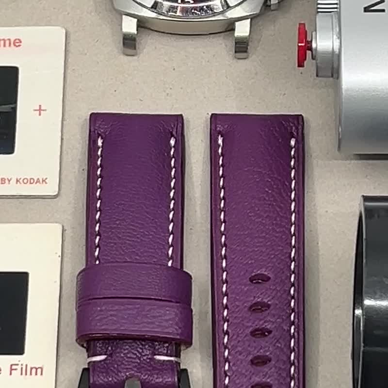 皮革表带 24mm 沛纳海手工表带 Panerai 26mm 表带 生日礼物 - 表带 - 真皮 紫色