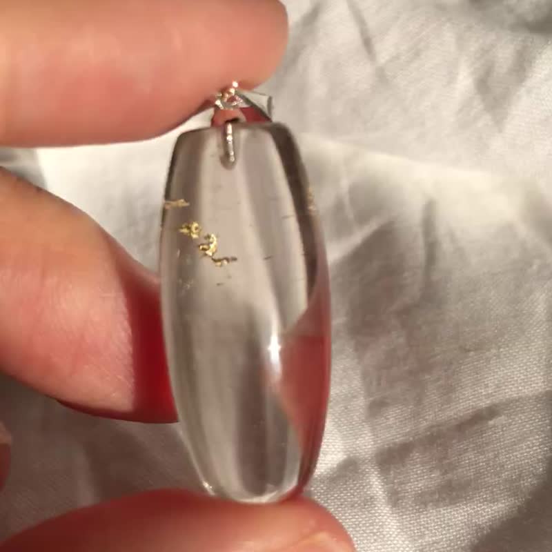 巴西隐世金幽灵一串金髪晶 烟晶 茶晶 水晶吊咀 原石 水晶 摆设 - 项链 - 水晶 卡其色