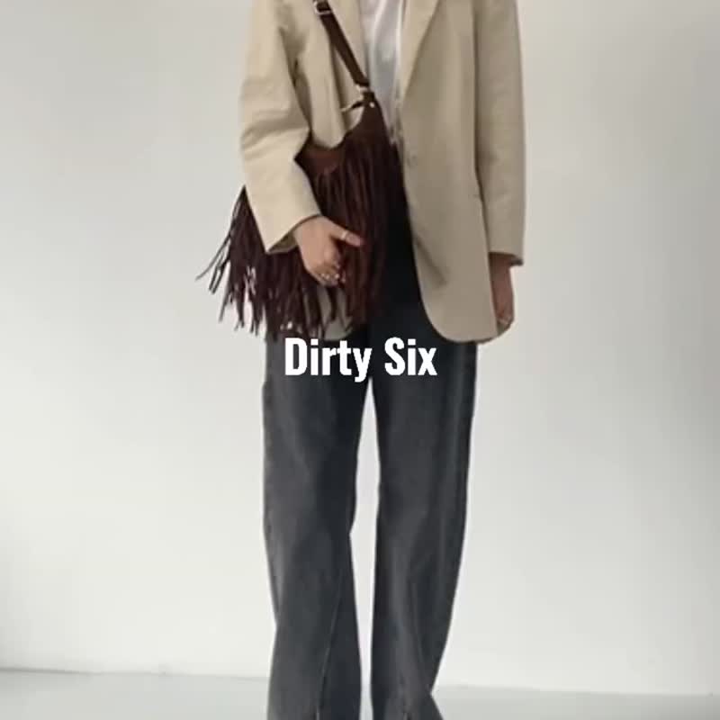 咖色 吉普賽包 磨毛超纖麂皮絨流蘇包 浪漫灑脫大容量側背肩背包 - 侧背包/斜挎包 - 人造皮革 咖啡色