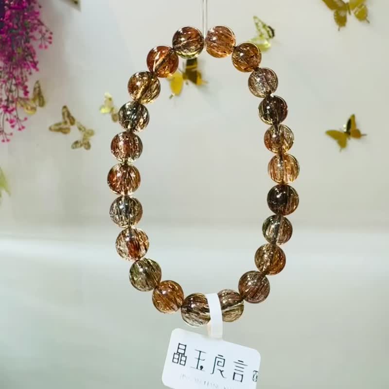小精品招财浓色黑金超水晶8.5mm19.88g旺正财招偏财贵人缘带好运 - 手链/手环 - 水晶 金色