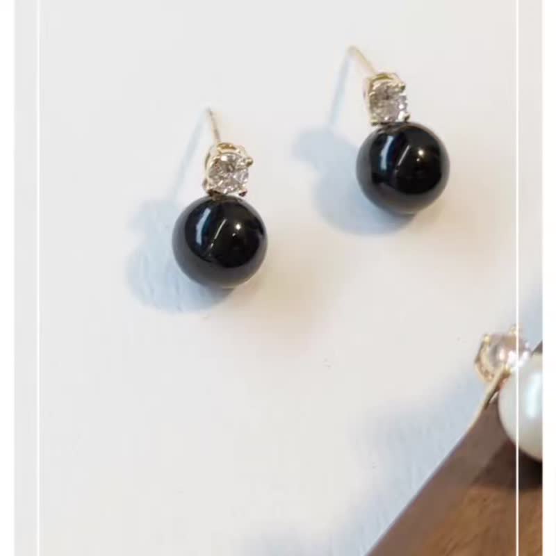 1KM 一个日常•简约半宝石耳环-2色 - 耳环/耳夹 - 珍珠 