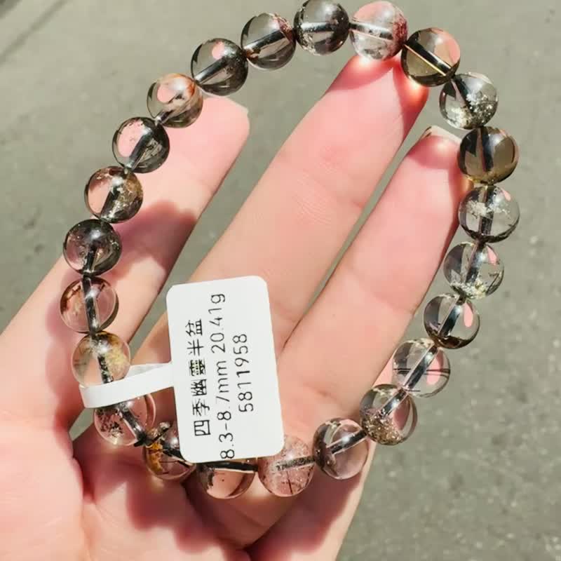 精品四季幽灵半盆黑发共生8.3-8.7mm20.41g花幽灵提升运势避小人 - 手链/手环 - 水晶 多色