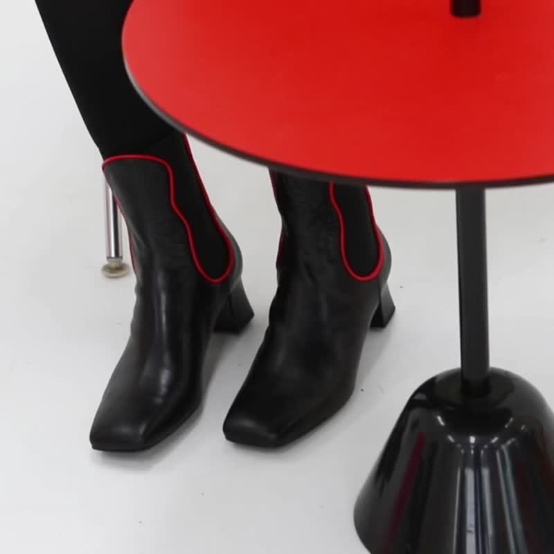 镜面波浪切尔西靴 - 女款长靴 - 真皮 黑色