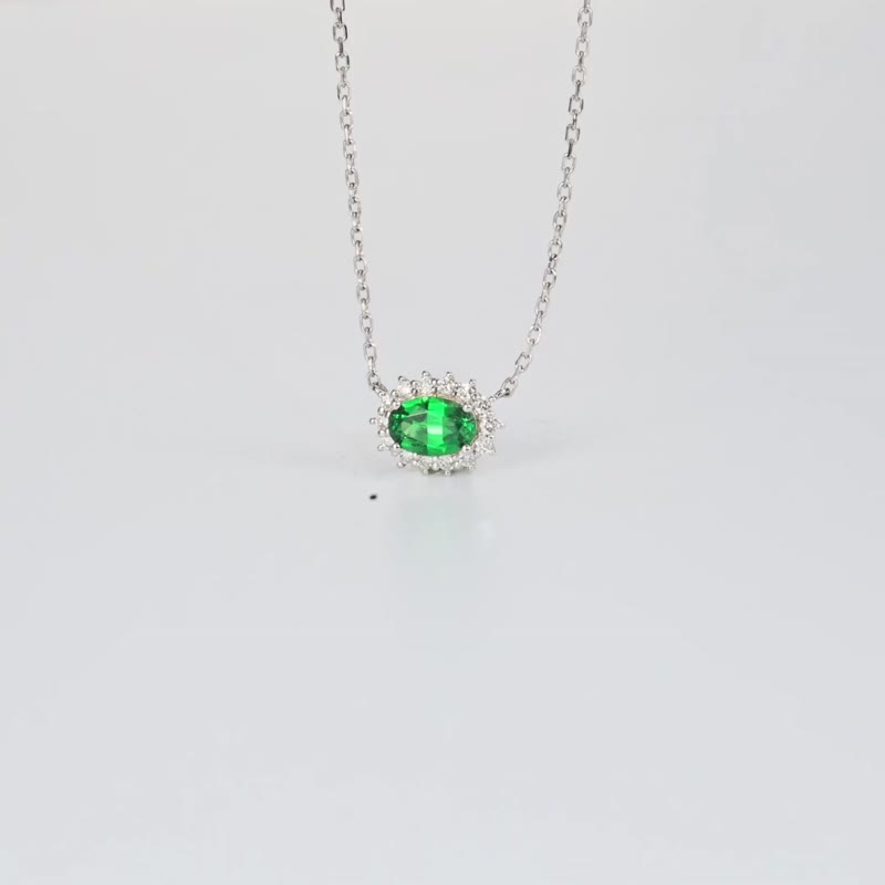 绿光森林沙弗莱钻石天然石天然宝石18K金戒指18k金项链18k金耳钉 - 项链 - 宝石 绿色