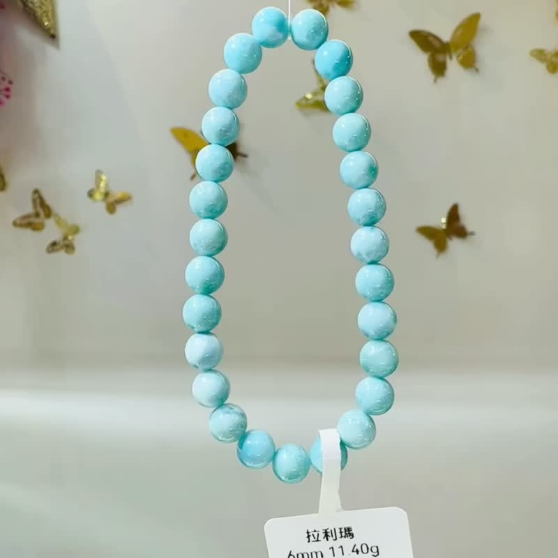 小精品浓色蓝拉利玛海纹石6mm11.40g缓解脾气内心压力紧张压力 - 手链/手环 - 半宝石 蓝色